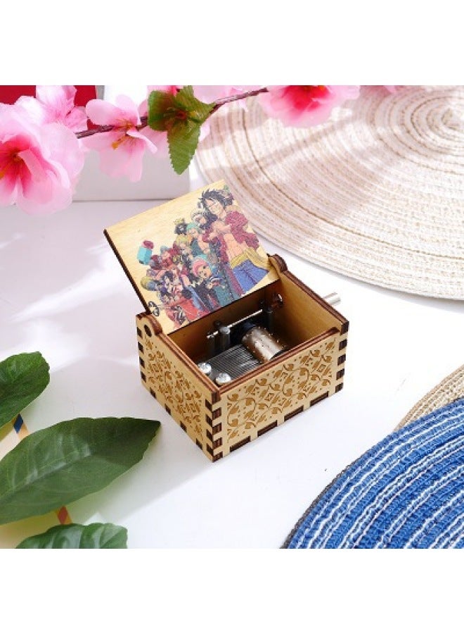 Wooden Hand Music Box Animation One Piece Music Box Cartoon Plywood UV Printing Carving Wooden-Color:One Piece 05 - Image 1