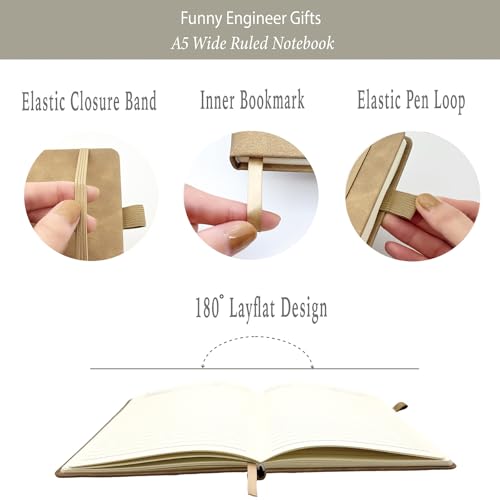MALLAbyLAMMA Engineer Gifts Men Women, Engineer Journal 200 Pages Engraved Notebook A5 Lined with Pen, Mechanical Engineer Gifts Student, Gift for Engineering Birthday Graduation New Licensed Passer Christmas - Image 4