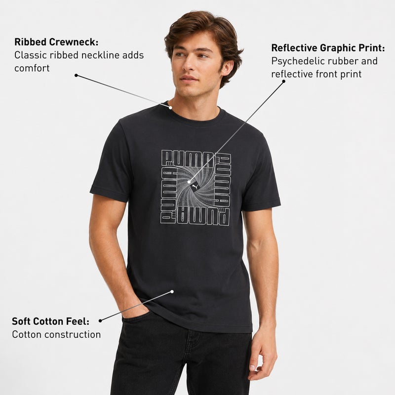 PUMA Reflective Graphic Mens Black T-shirt - Image 2