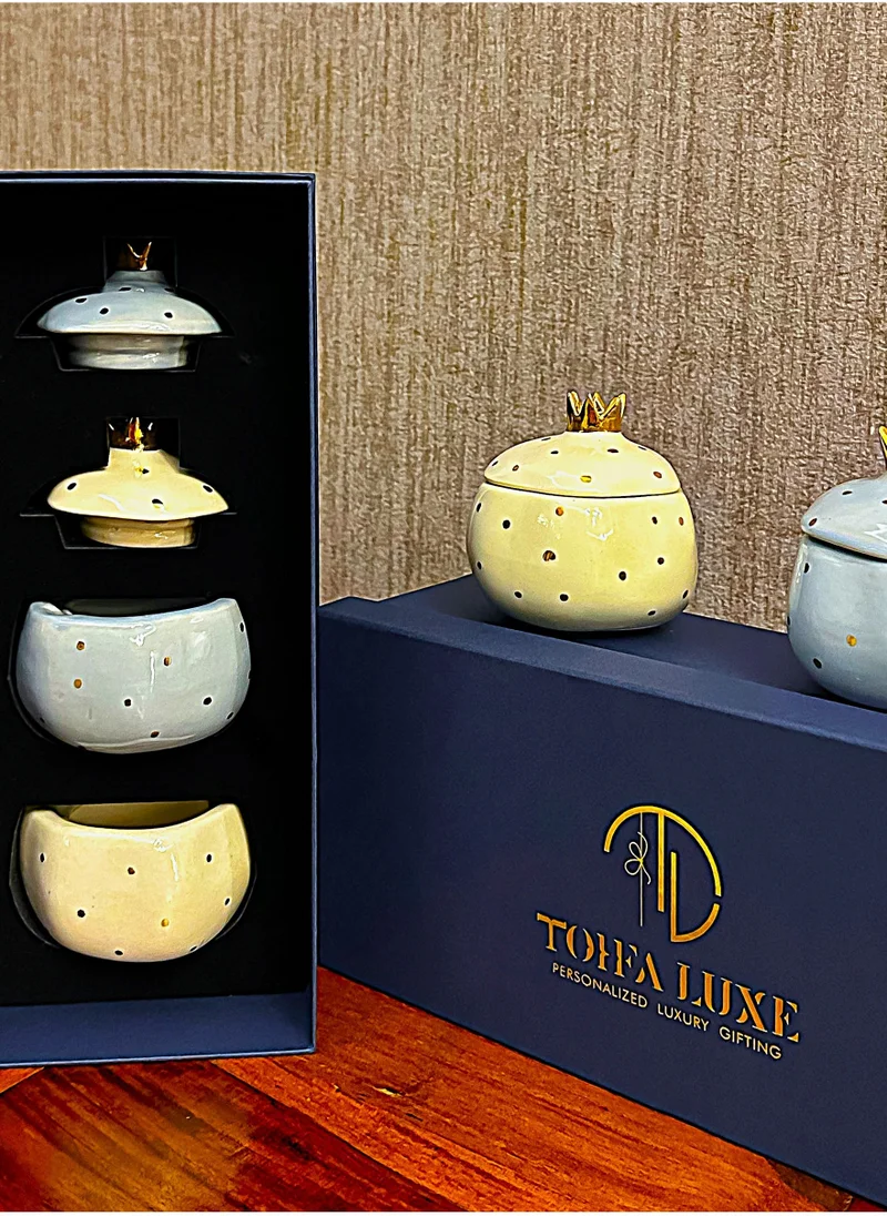 Tohfa Luxe Handmade Annar Lidded Bowl- Set of 2 in a Gift Box