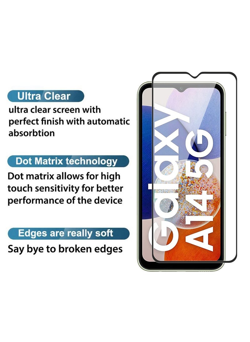 YoYoTech Screen protector for Samsung Galaxy A14 5G 6.6 Inch Edge to Edge Full Screen Coverage Anti Scratch Tempered Glass Film  - Image 2