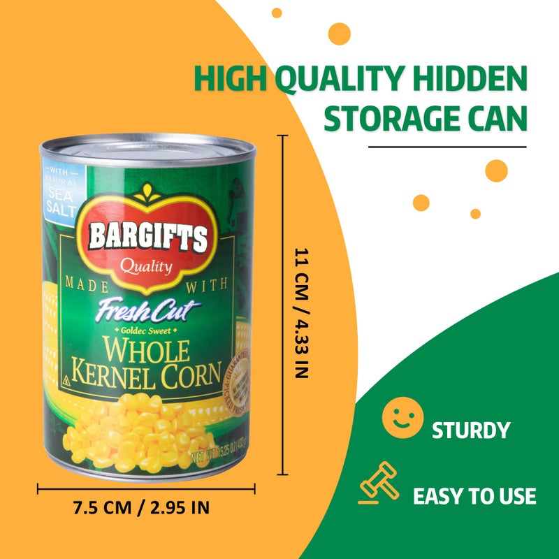 BarGifts Hidden Safe Can Diversion Safe Fake Can with Hidden Compartment, Hidden Storage Keeps for Valuables, Cash, Keys, and Jewelry- Corn - Image 2