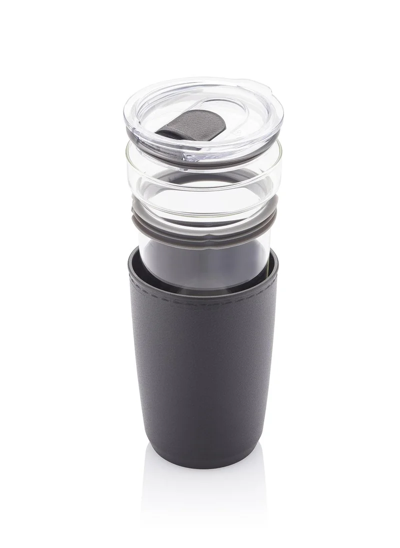 Hans Larsen CERRA - Hans Larsen Premium Glass Tumbler with Recycled Protective Sleeve - Black