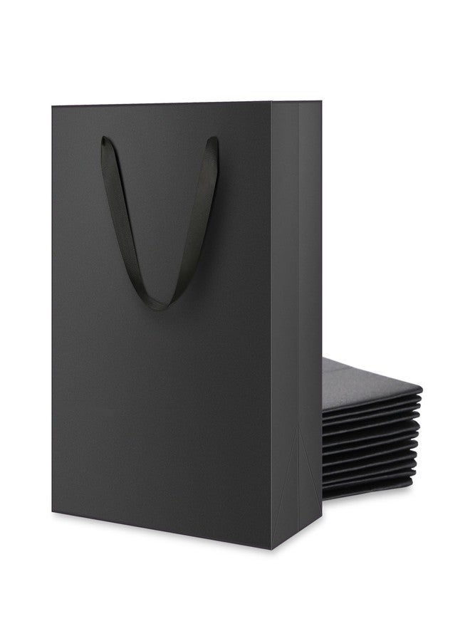 JINMING 12 Gift Bags 7x4x9 Inches, Matte Black Gift Bags, Premium Gift Bags with Handles for Mother's Day, Father's Day and All Occasions - Image 1