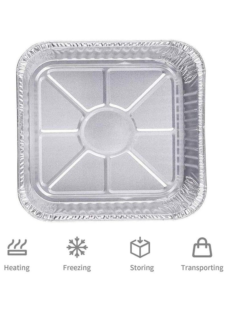 60 Pcs Square Foil Trays, 18x18 cm Disposable Aluminum Foil Plates, Safe Material, High-temperature Resistance, Easy To Use for Air Fryers Baking Cooking Storage Roasting  - Image 1