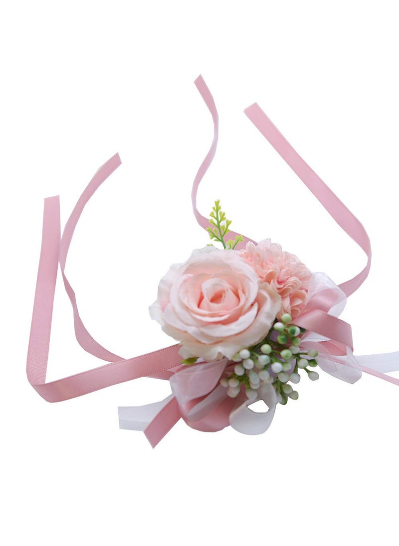ARTFLWS ARTFLWS 2 Pack Rose Wrist Corsages Wristband Hand Flowers for Wedding Bridesmaid Bridal Shower Prom Party (2 Wrist Corsages White)  - Image 2
