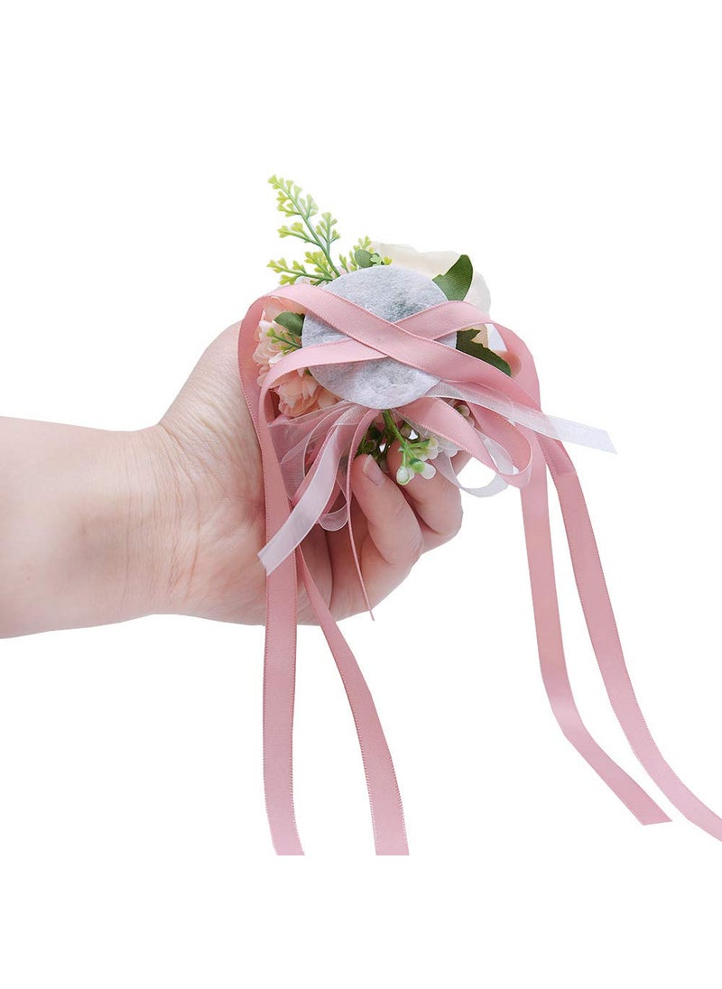 ARTFLWS ARTFLWS 2 Pack Rose Wrist Corsages Wristband Hand Flowers for Wedding Bridesmaid Bridal Shower Prom Party (2 Wrist Corsages White)  - Image 3