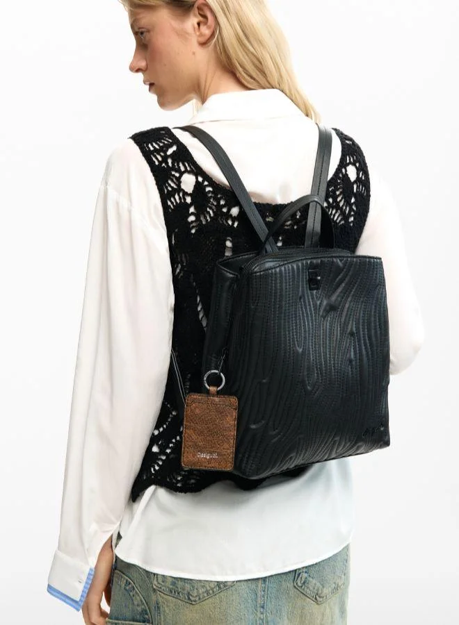 DESIGUAL Black Small backpack with embossed design for Women | Best Price UAE