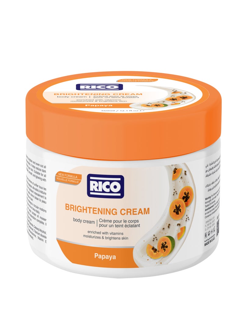 RICO SKINCARE Brightening Body Cream with Papaya Extract, Vitamin B3, Vitamin E, Licorice Extract, 360ml, All Skin Types - Image 1