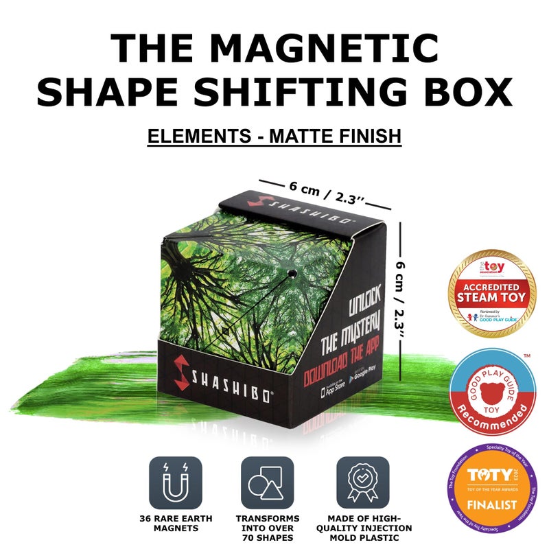 SHASHIBO Shape Shifting Box - Award-Winning, Patented Fidget Cube w/ 36 Rare Earth Magnets - Transforms Into Over 70 Shapes, Download Fun in Motion Toys Mobile App (Original Series - Elements) - Image 2