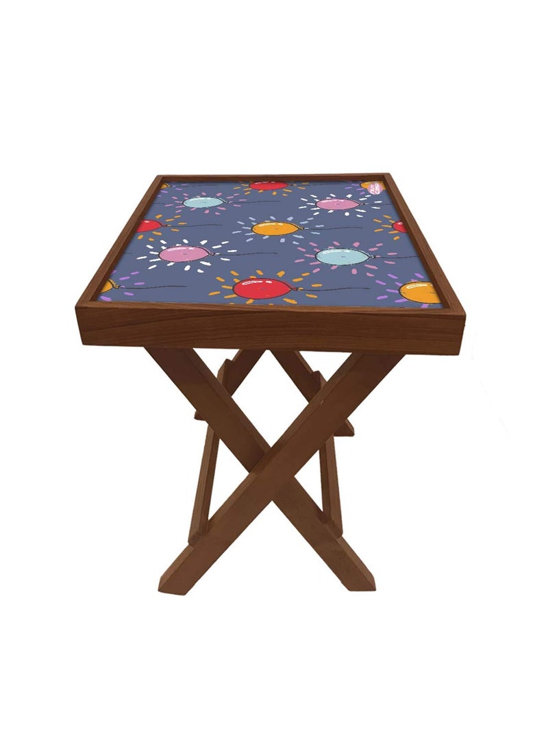 Nutcase Nutcase Designer Teak Wood Side Table Folding Wooden Bedside Coffee Outdoor Picnic Table Cute Balloon  - Image 5