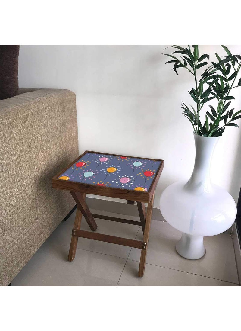 Nutcase Nutcase Designer Teak Wood Side Table Folding Wooden Bedside Coffee Outdoor Picnic Table Cute Balloon  - Image 1