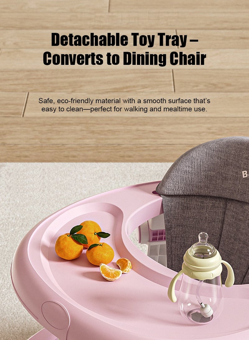 Baby Walker Foldable with 7 Adjustable Heights, Baby Walker with Wheels Portable, Baby Walkers and Activity Center for Boys Girls Babies 6-18 Months (Simple Version without Toys-Pink) - Image 4