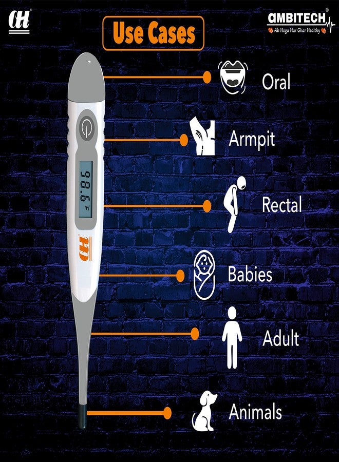 AmbiTech Soft & Flexible Digital Thermometer with One Touch Operation for Child and Adult Oral or Underarm Use |Made in India|1 Year Warranty - Image 4