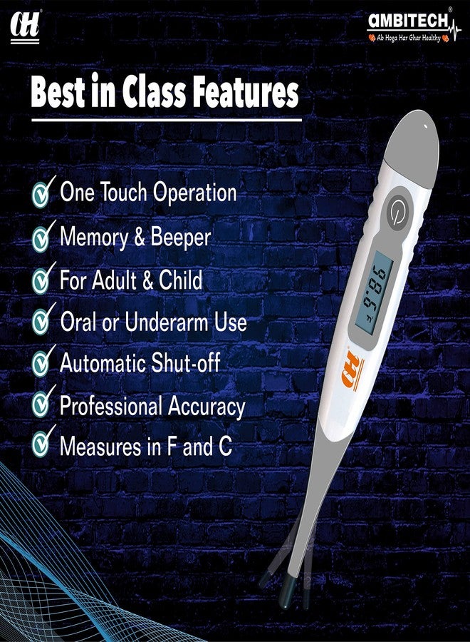 AmbiTech Soft & Flexible Digital Thermometer with One Touch Operation for Child and Adult Oral or Underarm Use |Made in India|1 Year Warranty - Image 5
