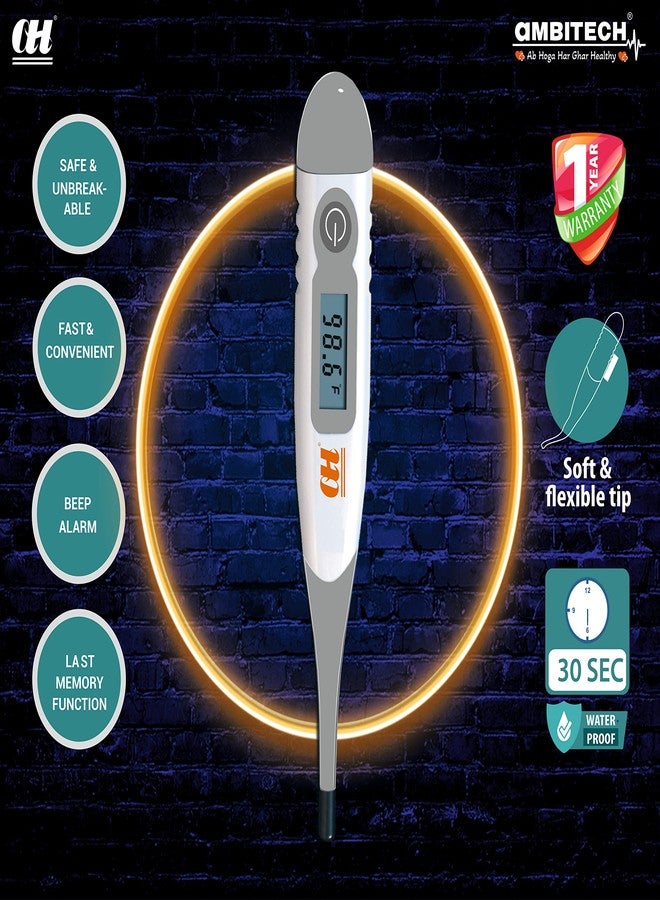 AmbiTech Soft & Flexible Digital Thermometer with One Touch Operation for Child and Adult Oral or Underarm Use |Made in India|1 Year Warranty - Image 2
