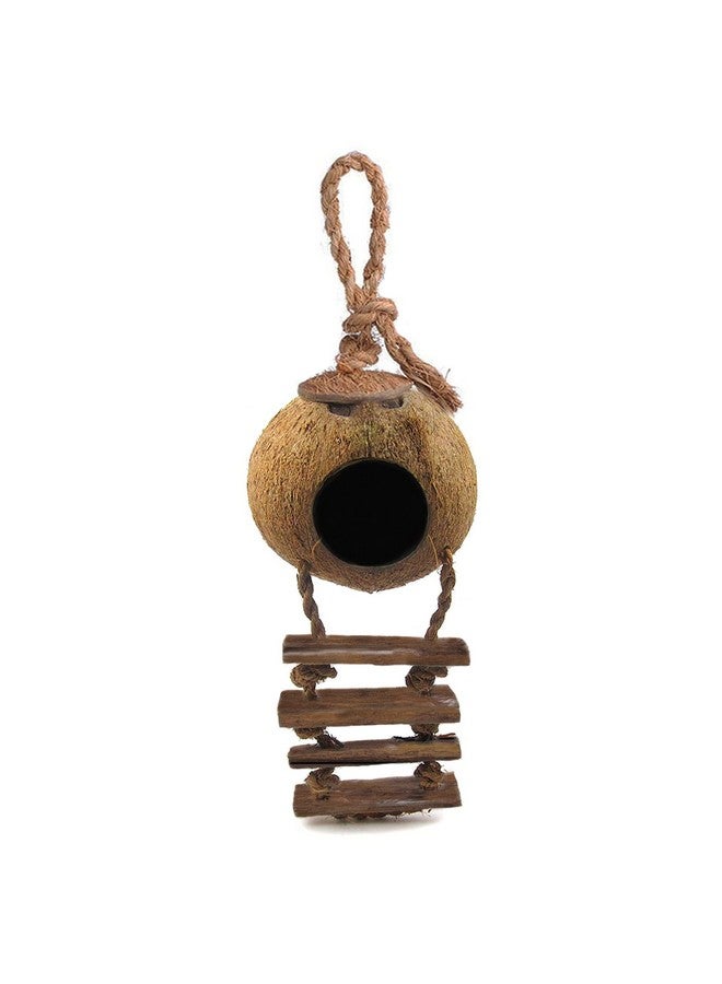 SunGrow Leopard Gecko Coconut Husk Hut With Ladder, With Shell Opening, Cave Habitat With Hanging Loop, 1 Pc Per Pack  - Image 2