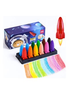 KASTWAVE KASTWAVE 12 Colors Space Rocket Crayon, Non-Toxic Crayons for kids, Easy To Grip Washable Kids Crayons, Safe Colouring Art school Supplies Gift Set For Babies And Children  - Image 1