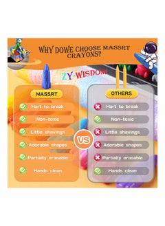 KASTWAVE KASTWAVE 12 Colors Space Rocket Crayon, Non-Toxic Crayons for kids, Easy To Grip Washable Kids Crayons, Safe Colouring Art school Supplies Gift Set For Babies And Children  - Image 2