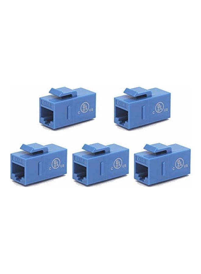 NIBEMINENT Keystone Coupler RJ45 Female to Ethernet Insert Jack UTP Network Inline Connector Pack Of 5 blue - Image 1