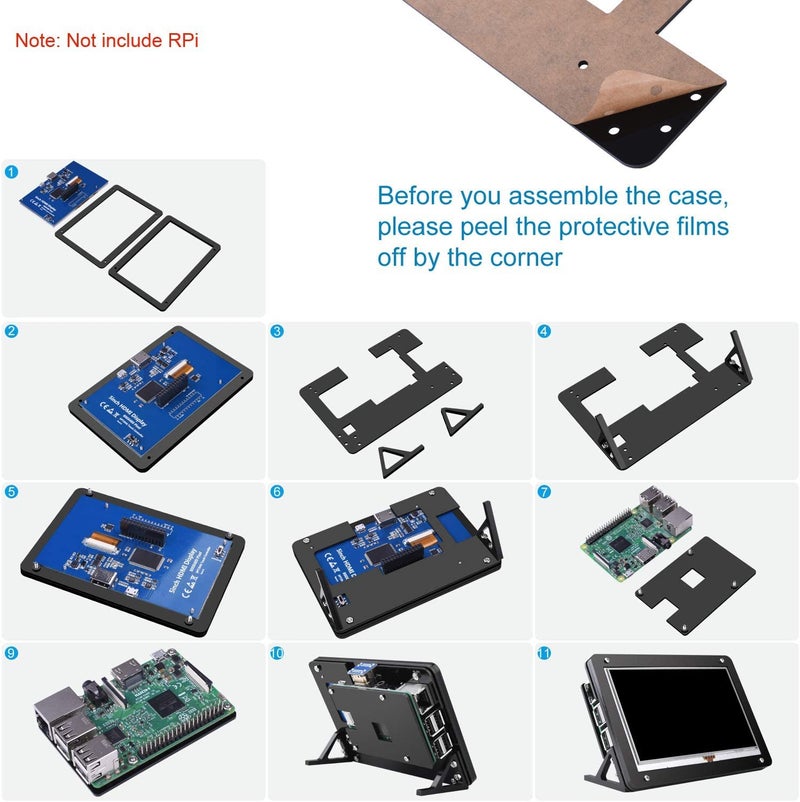 REES52 Raspberry Pi Touch Screen with Case, 5 Inch TFT LCD Display HDMI Module 800x480 for Raspberry Pi 5 4 3 2 Model B and RPI 1 B+ A BB Black PC Various Systems （with Protective Case） - Image 5