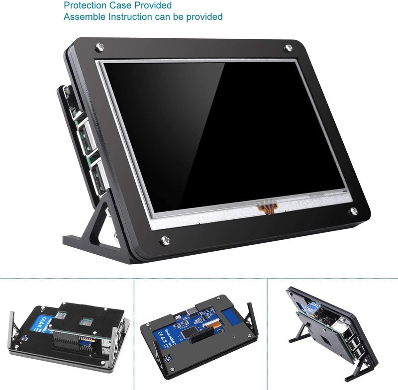 REES52 Raspberry Pi Touch Screen with Case, 5 Inch TFT LCD Display HDMI Module 800x480 for Raspberry Pi 5 4 3 2 Model B and RPI 1 B+ A BB Black PC Various Systems （with Protective Case） - Image 4