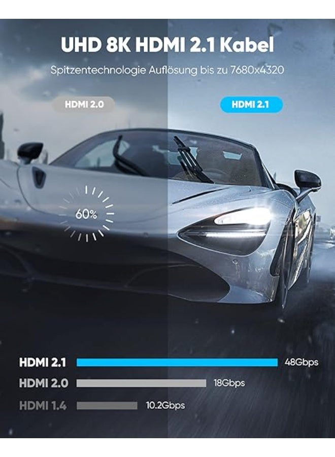 HDMI Cable 8K 10M – Ultra High-Speed 48Gbps, 8K@60Hz, 4K@120Hz, eARC, DTS:X, Dynamic HDR, Compatible with PS5, PS4, HDTV and Monitors - Image 4