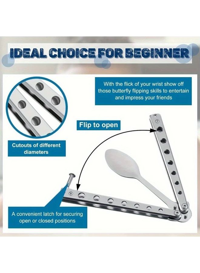 2Pcs Stainless Steel Butterfly Folding Cutlery Set Silvery Portable Spoon And Fork For Travel Camping Picnics - Image 4
