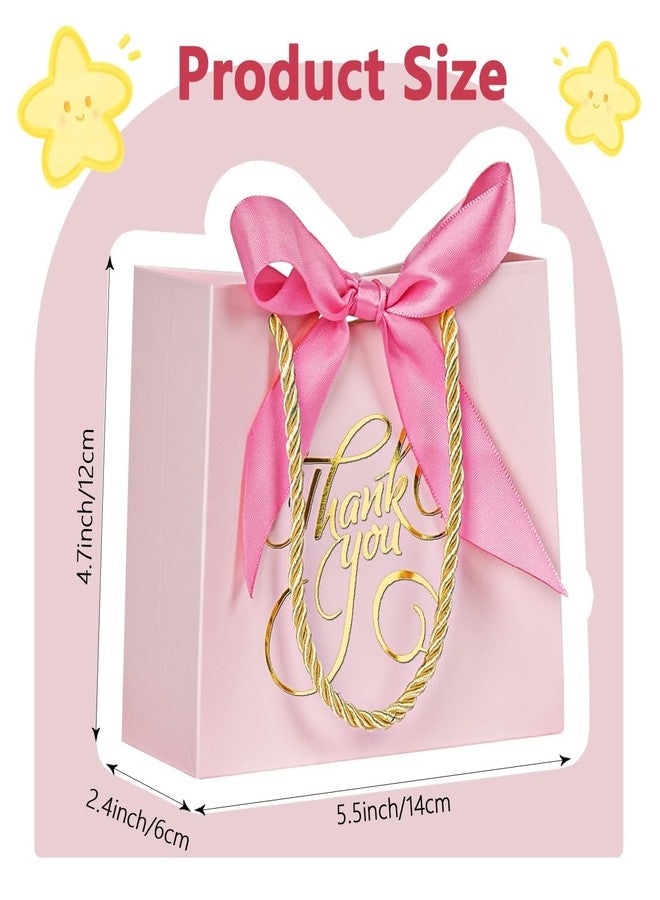 DECHISY 50 Pack Small Thank You Bags with Handle, 5.5x 2.5x4.7 Inch, Pink Gift Bags for Bridal Shower, Birthday Party, Baby Shower, Wedding - Image 2