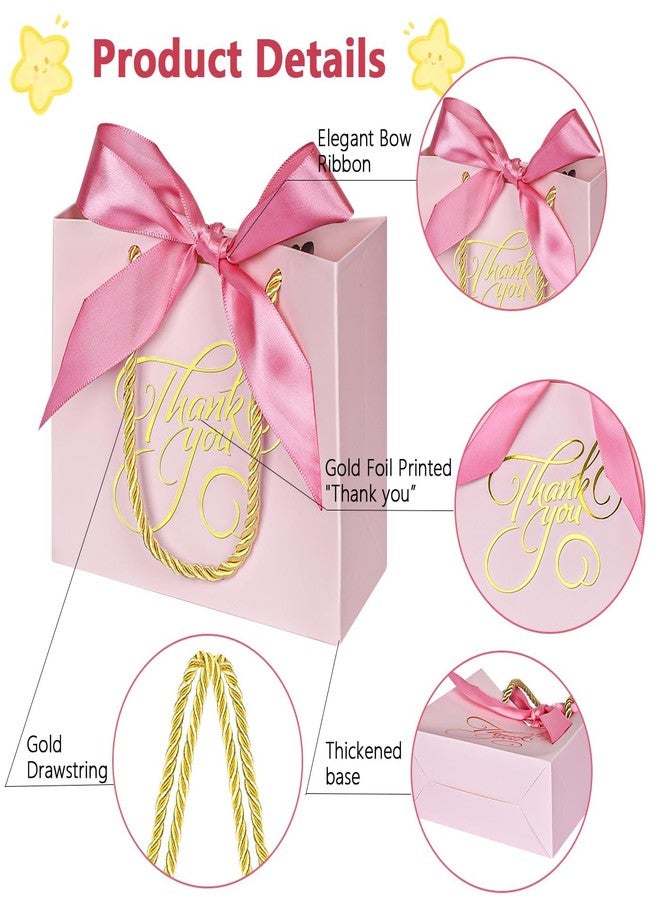 DECHISY 50 Pack Small Thank You Bags with Handle, 5.5x 2.5x4.7 Inch, Pink Gift Bags for Bridal Shower, Birthday Party, Baby Shower, Wedding - Image 5