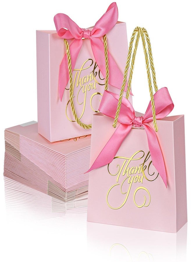 DECHISY 50 Pack Small Thank You Bags with Handle, 5.5x 2.5x4.7 Inch, Pink Gift Bags for Bridal Shower, Birthday Party, Baby Shower, Wedding - Image 1