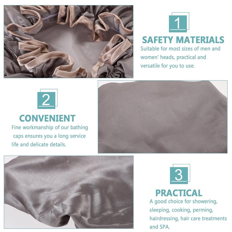 Vosarea 3pcs Double Layer Waterproof Shower Caps for Adults, Peva Thickened Bath Hair Covers, Reusable Elastic Bathing Hats for Hair Protection and Shower Use - Image 3
