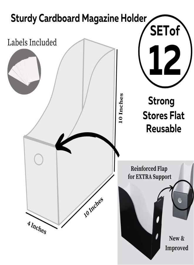 إيفلوتس صندوق تنظيم ملفات المجلات من إيفيلوتس (عبوة من 6 أو 12 أو 24 قطعة) للتخزين على المكتب والرفوف، خيارات ألوان متعددة - يتضمن ملصقات للتنظيم - Image 3