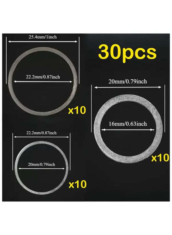 30 Pcs Angle Grinder Inner Hole Washer Saw Blade Adapter Ring 3 Sizes Interchangeable Diameter Adapters For Power Tool Accessories Grinder Attachment Kit Durable Universal Washers Home Improvement DIY - Image 5