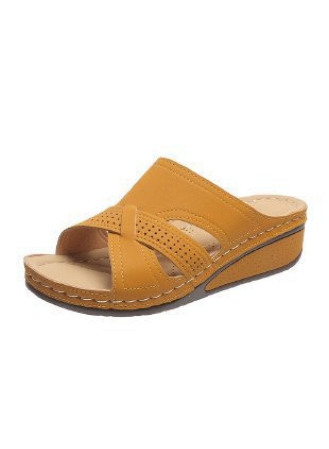 Women's Sandals With Wedge Heels, Open-toe, Thick Soles, Large Sizes 35-43, Hollow-out Thick-soled High-heeled Sandals