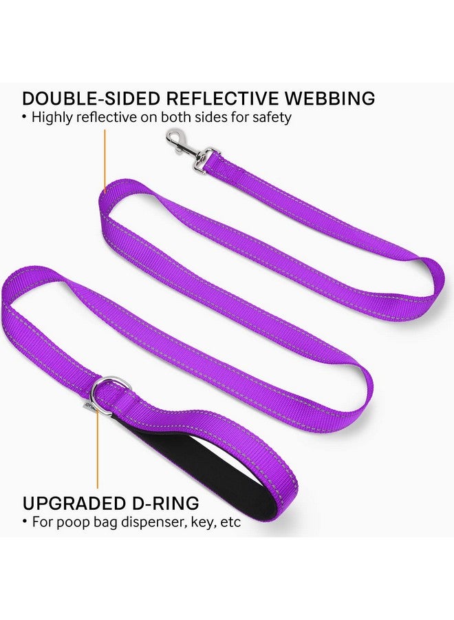 جويتيل مقود الكلاب Joytale العاكس مزدوج الجوانب، بطول 6 أقدام/5 أقدام/4 أقدام، مقود الكلاب المصنوع من النايلون بمقبض مبطن للكلاب الصغيرة والمتوسطة الحجم أثناء المشي، أرجواني، بطول 6 أقدام - Image 2