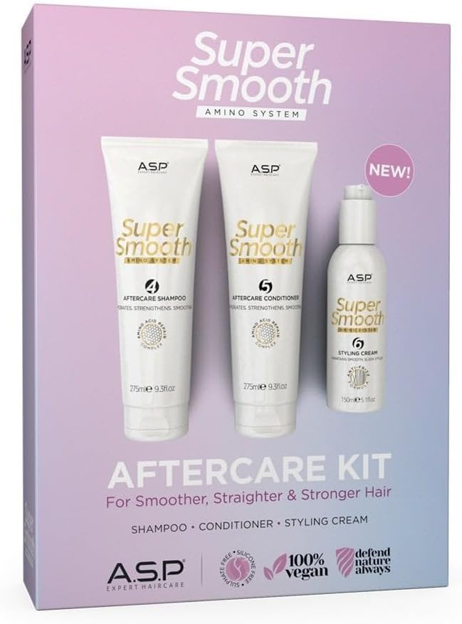 ASP Super Smooth Amino System Aftercare Kit Shampoo Conditioner Styling Cream 100 Vegan