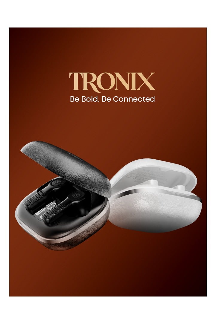 Faster TroniX Half In Ear Earbuds Bluetooth 5.4- ENC Technology LED Digital Display Charging Case Bluetooth Earbuds 8H Music Playback 13mm Dynamic Driver Enhanced Bass Type-C Charge- True Wireless Earbuds with Mic for TV Phone PC Laptop Workout Gym Running (Midnight Black) - Image 2