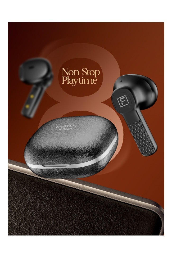 Faster TroniX Half In Ear Earbuds Bluetooth 5.4- ENC Technology LED Digital Display Charging Case Bluetooth Earbuds 8H Music Playback 13mm Dynamic Driver Enhanced Bass Type-C Charge- True Wireless Earbuds with Mic for TV Phone PC Laptop Workout Gym Running (Midnight Black) - Image 5