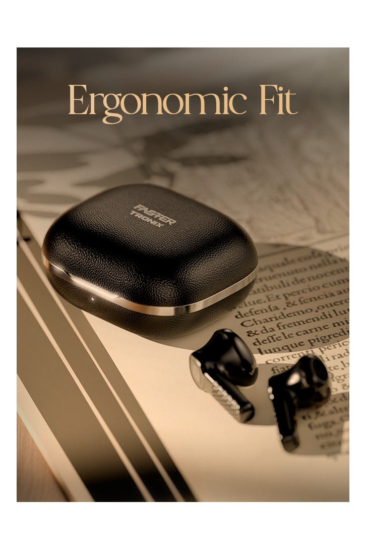 Faster TroniX Half In Ear Earbuds Bluetooth 5.4- ENC Technology LED Digital Display Charging Case Bluetooth Earbuds 8H Music Playback 13mm Dynamic Driver Enhanced Bass Type-C Charge- True Wireless Earbuds with Mic for TV Phone PC Laptop Workout Gym Running (Midnight Black) - Image 4