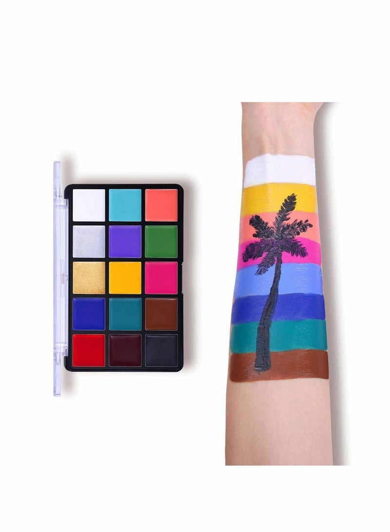 Excefore 15 Color face painting kits for kids Palette Long-lasting Waterproof No Stimulation Oiliness Facial Paint Cream - Image 3