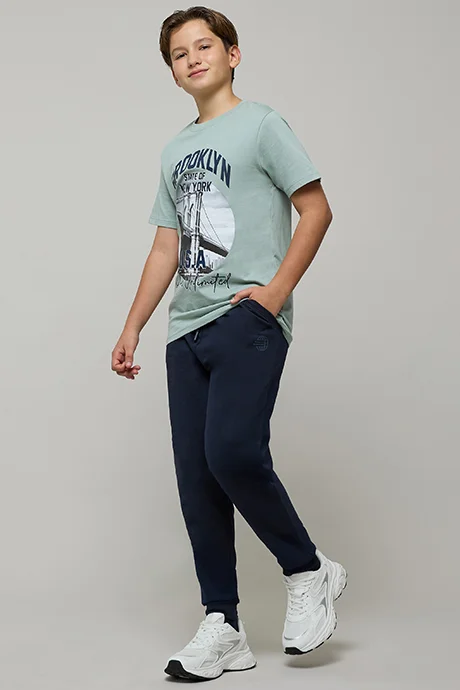 R&B Printed Joggers with Drawstring Waist