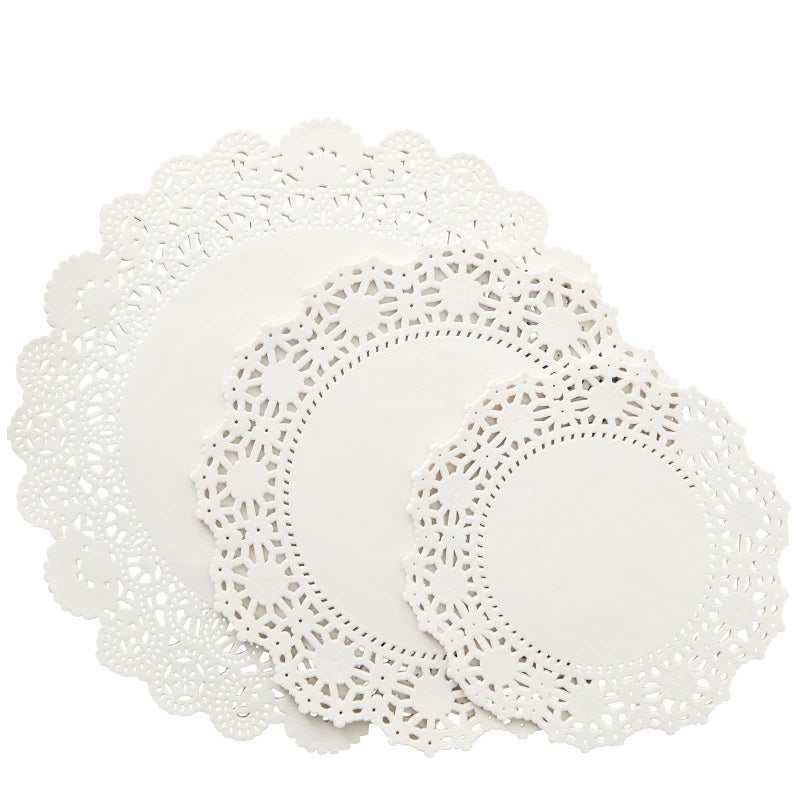 150 Pack Round White Paper Doilies Assorted Sizes for Cake Food Dessert  Lace Paper Placemats for Crafts Plates Party Table Wedding 65 85 and 105 Inch