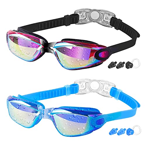 COOLOO Kids Swim Goggles, 2 Packs Swimming Goggles for Kids Girls Boys and Child Age 4-16 - Image 1