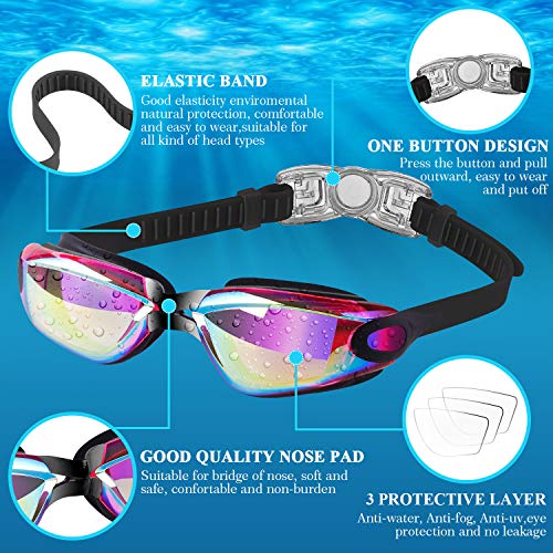 COOLOO Kids Swim Goggles, 2 Packs Swimming Goggles for Kids Girls Boys and Child Age 4-16 - Image 2