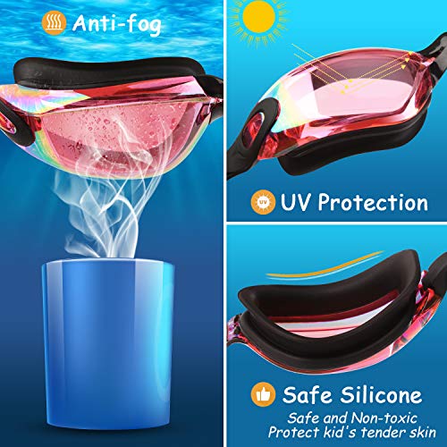 COOLOO Kids Swim Goggles, 2 Packs Swimming Goggles for Kids Girls Boys and Child Age 4-16 - Image 3