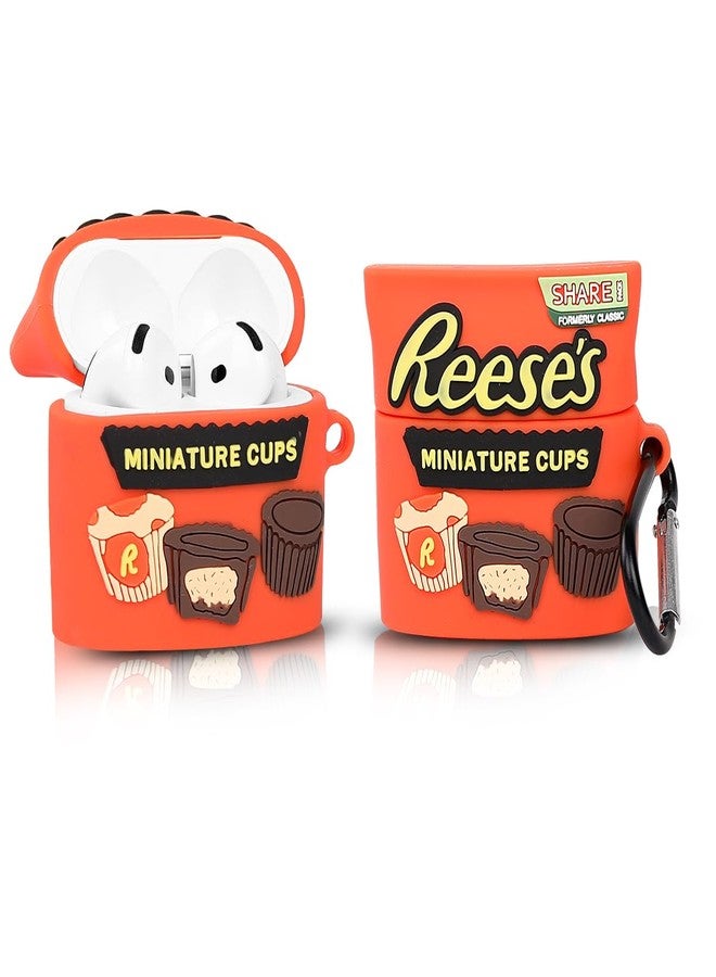 LEWOTE Compatible with Apple Airpods 4 Case Protective Funny Cute Cartoon Slim Candy Cover with Keychain (Reeses) - Image 1