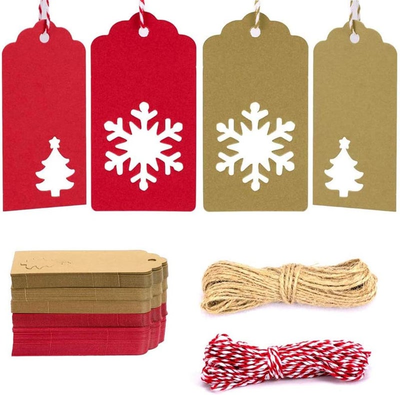 Tonak Gift Tags with Holes Present Wrap Tag Paper Small Xmas Gift Tags with Twine Vintage Gift Labels Christmas Tags Bulk 100pcs - Image 1