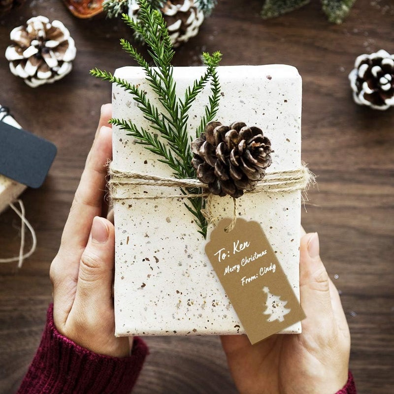 Tonak Gift Tags with Holes Present Wrap Tag Paper Small Xmas Gift Tags with Twine Vintage Gift Labels Christmas Tags Bulk 100pcs - Image 5