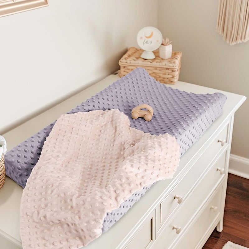 Susurration 2Pack Changing Pad Covers Super Soft Minky Dots Plush Changing Table Covers 33x17x7in Breathable Changing Pad Sheets for Unisex Baby Girls and Boys PinkPurple - Image 2
